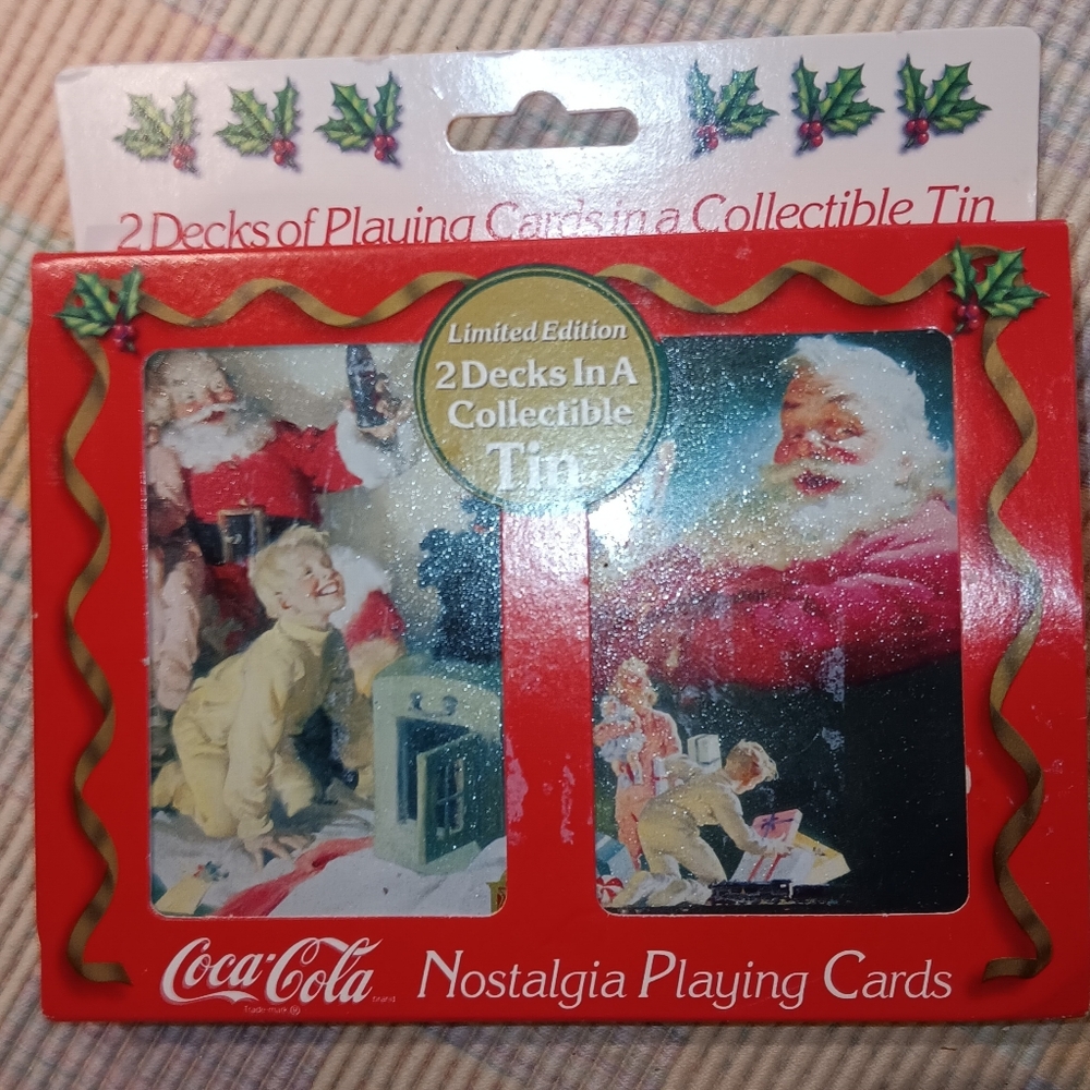 2 Coca-Cola Christmas Tins With Playing Cards